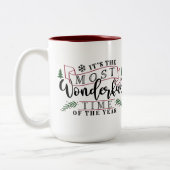 Het is de mooiste tijd... tweekleurige koffiemok (Links)