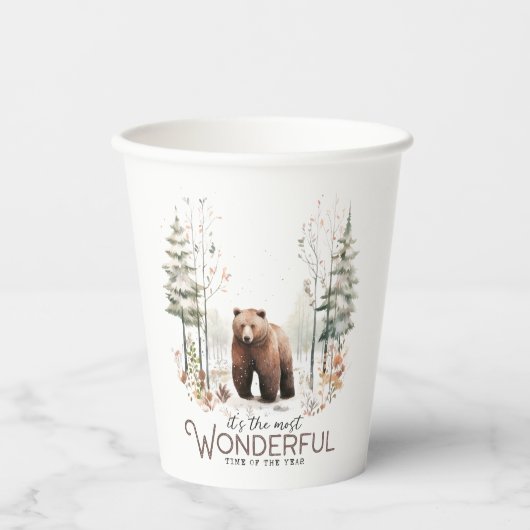 Het is de mooiste tijd van het jaar, Beer Papieren Bekers (Voorkant)