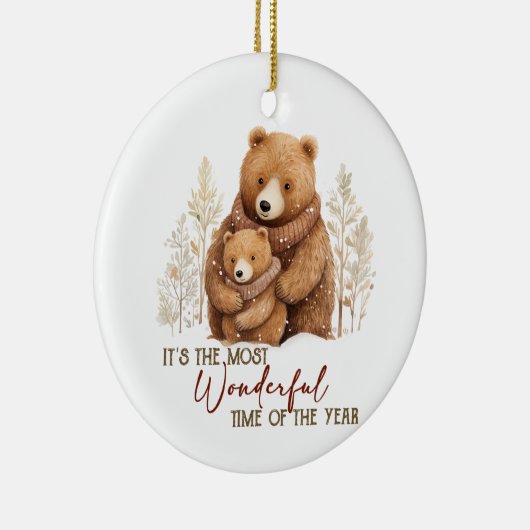 Het is de mooiste tijd van het jaar Beren Keramisch Ornament (Rechts)