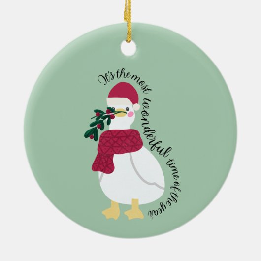 Het is de mooiste tijd van het jaar | Eend Keramisch Ornament (Achterkant)