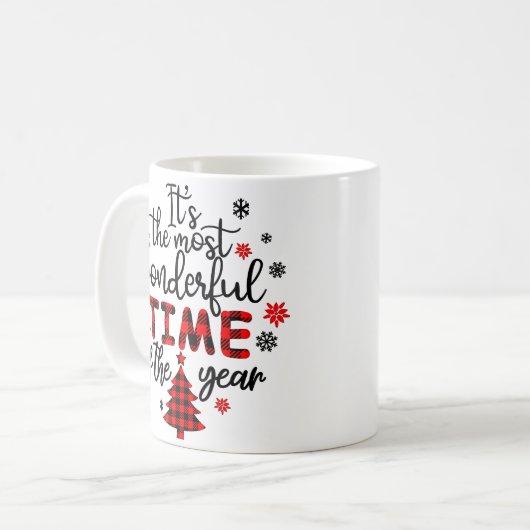 Het is de mooiste tijd van het jaar Kerstmis Koffiemok (Voorkant links)