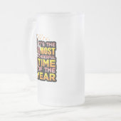 Het is de mooiste tijd van het jaar Kerstmis Matglas Bierpul (Voorkant links)