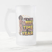 Het is de mooiste tijd van het jaar Kerstmis Matglas Bierpul (Links)