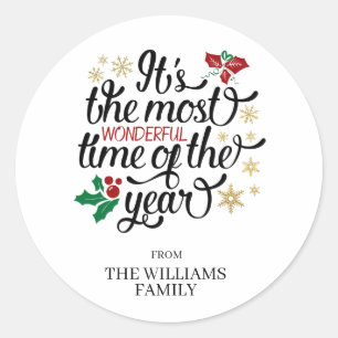 Het is de mooiste tijd van het jaar Kerstmis Ronde Sticker