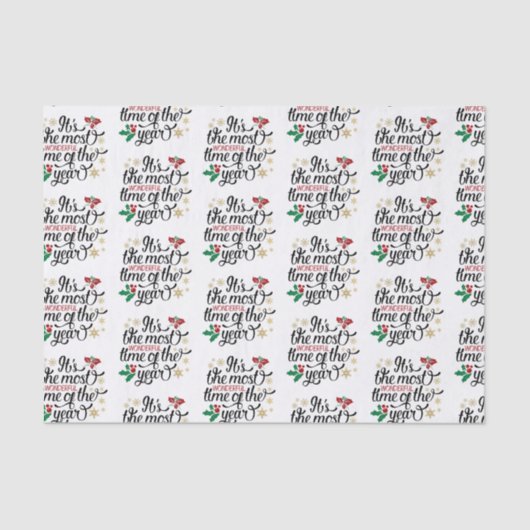 Het is de mooiste tijd van het jaar Kerstmis Tissuepapier (Voorkant)