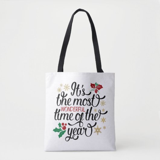 Het is de mooiste tijd van het jaar Kerstmis Tote Bag (Voorkant)