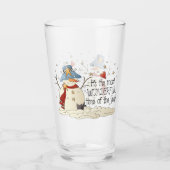 Het is de mooiste tijd van het jaar sneeuwman glas (Voorkant)