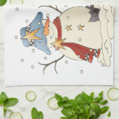 Het is de mooiste tijd van het jaar sneeuwman theedoek (Gevouwen)