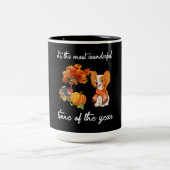 Het is de mooiste tijd van het jaar tweekleurige koffiemok (Center)