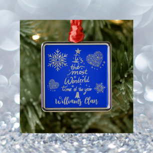 Het is de mooiste tijd van het jaar Zilver Metalen Ornament