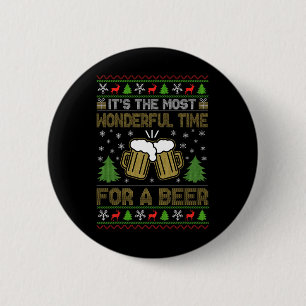 Het is de mooiste tijd voor een bier Santa Ugly Ronde Button 5,7 Cm