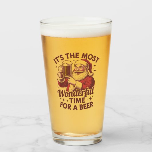Het is de mooiste tijd voor een bierkerstman glas (Voorkant gevuld)