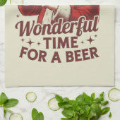 Het is de mooiste tijd voor een bierkerstman theedoek (Gevouwen)