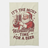 Het is de mooiste tijd voor een bierkerstman theedoek (Verticaal)
