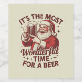 Het is de mooiste tijd voor een bierkerstman wijn etiket (Enkel label)