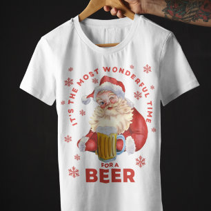 Het is de mooiste tijd voor een kerstman met bier t-shirt