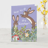 Het is de Paasbunny Rabbit Flowers Waterverf Cute Kaart (Gele Bloem)