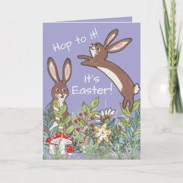 Het is de Paasbunny Rabbit Flowers Waterverf Cute Kaart