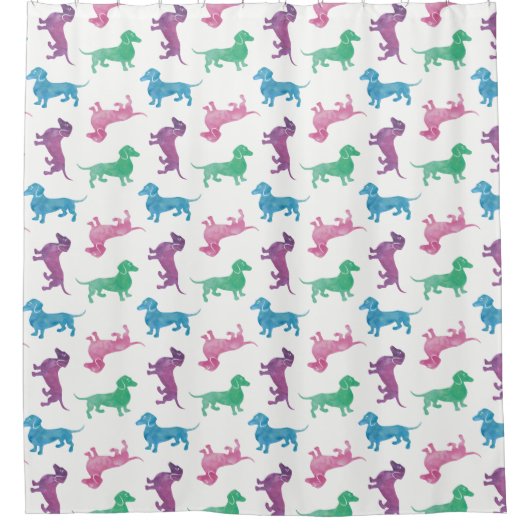 Het is de Raining Dachshunds Pastel Waterverf Douchegordijn (Voorkant)