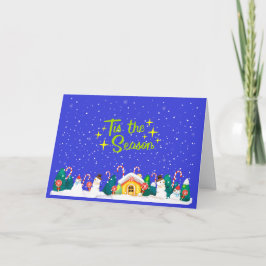Het is de Seizoen Candy Cane Kerst Groetkaart Feestdagen Kaart