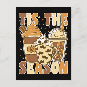 Het is de Seizoensroovy-pompoenkoffie met Vintage Feestdagenkaart