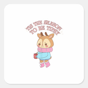 Het Is De Tijd Om Dronken Te Worden - Kerst Drinke Vierkante Sticker