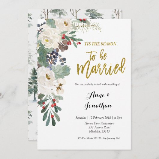 Het is de tijd om getrouwd te zijn Kerstbloemstuk Kaart (Voorkant / Achterkant)