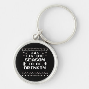 Het Is De Tijd Om Grappig Kerstmis Trendy Te Drink Sleutelhanger