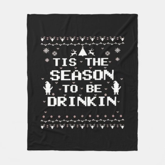 Het Is De Tijd Om Grappig Te Drinken Kerst Drukke Fleece Deken (Voorkant)