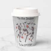 Het is de Tijd om Griezelen - Dansende Skeletten  Papieren Bekers (Achterkant)