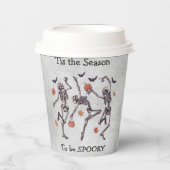 Het is de Tijd om Griezelen - Dansende Skeletten  Papieren Bekers (Voorkant)