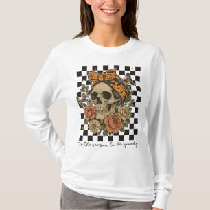 Het Is De Tijd Om Griezelig Bloemig Skelet Schedel T-shirt
