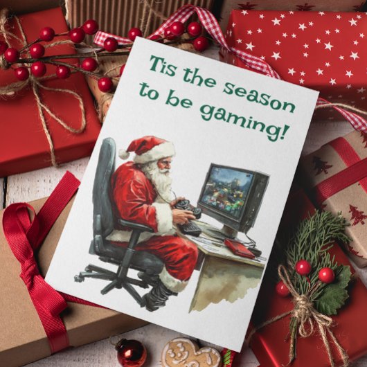Het is de tijd om te gamen, Kerstman Feestdagen Kaart