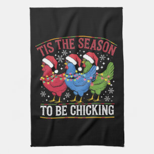 Het Is De Tijd Om Te Kippen Kerst Kip Western Theedoek