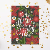 Het Is De Tijd Om Te Schitteren | Rode Poinsettia Feestdagenkaart
