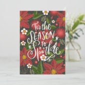 Het Is De Tijd Om Te Schitteren | Rode Poinsettia Feestdagenkaart (Staand voorkant)