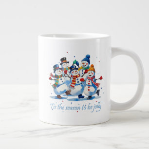 Het is de tijd om vrolijk te zijn Dansende vrolijk Grote Koffiekop
