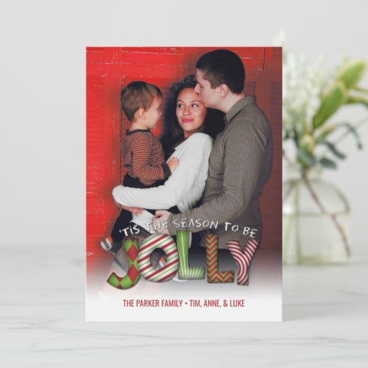 Het is de tijd om vrolijk te zijn Familie Foto Feestdagenkaart (Staand voorkant)