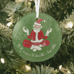 Het Is De Tijd Om Yoga Kerstman Te Ademen Glas Ornament
