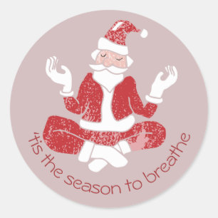 Het Is De Tijd Om Yoga Kerstman Te Ademen Ronde Sticker