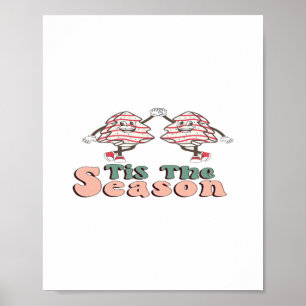 Het Is De Tijd Retro Groovy Kerstmis Vintage Chri Poster
