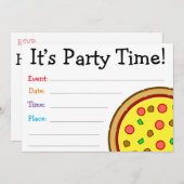 Het is de tijd van de Partij! Illustratie: Pizza B Kaart (Voorkant / Achterkant)