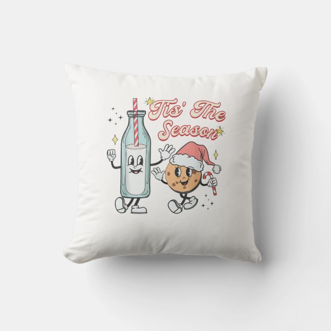 Het Is De Tijd Van Het Jaar Retro Melk En Koekje K Kussen (Voorkant)