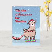 Het is de tijd van wolletjes, Llama Kerstmis Kaart (Gele Bloem)