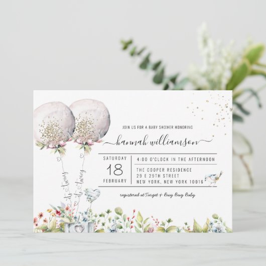 Het is de Uitnodiging van het Baby shower van de W (Staand voorkant)