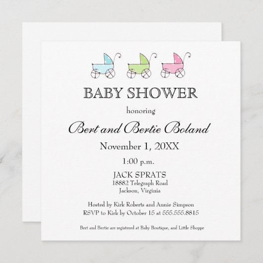 Het is de Uitnodiging van het Baby shower van Trip (Voorkant / Achterkant)