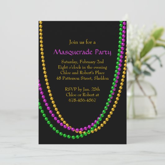 Het is de uitnodiging van Mardi Gras (Staand voorkant)