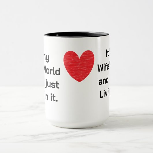 Het is de wereld van mijn vrouw mok (Midden)