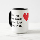 Het is de wereld van mijn vrouw mok (Voorkant links)