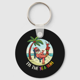 Het is de zee-zon grappige Kerstman strand zomer K Sleutelhanger